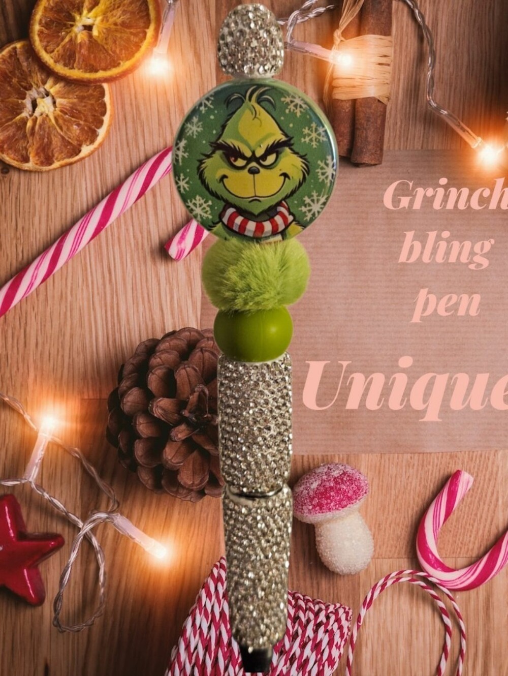 Grinch Bling Pen - Green Holiday Decorative Pen